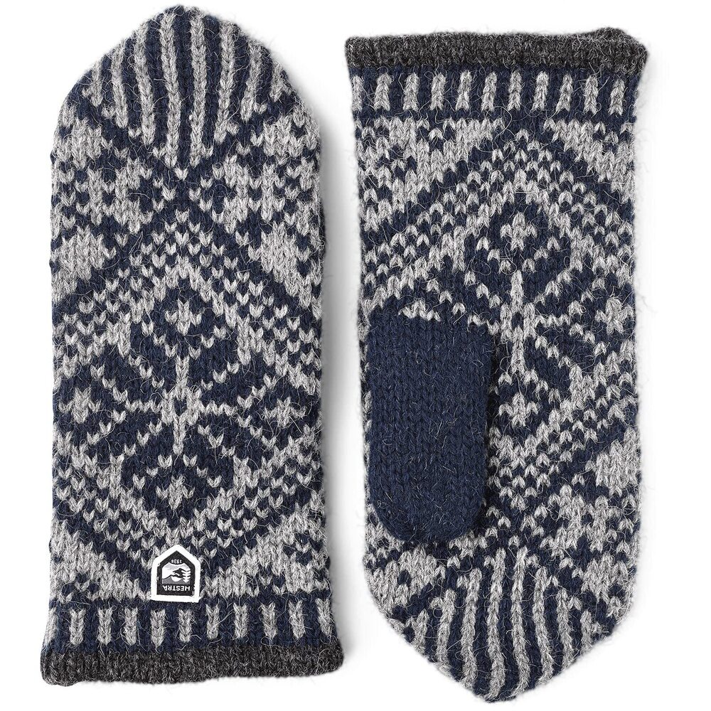 2396 Womens Wool Mittens: Nordic Knit Winter Glovess, Navy/grey